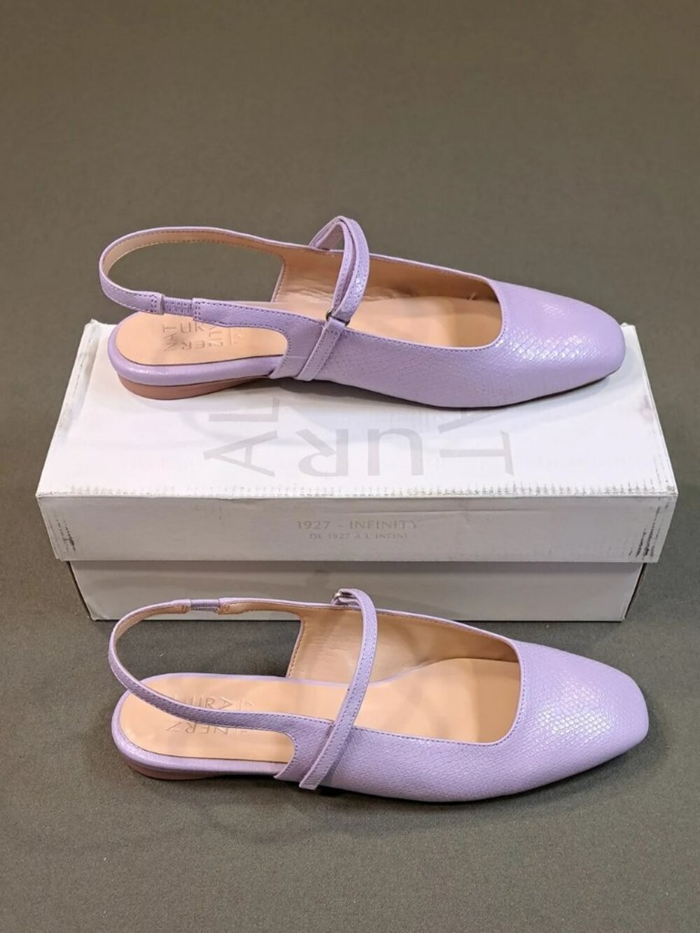 Naturalizer Connie Mary Jane Slingback Flat - Color: Lilac Snake - Size: 11
